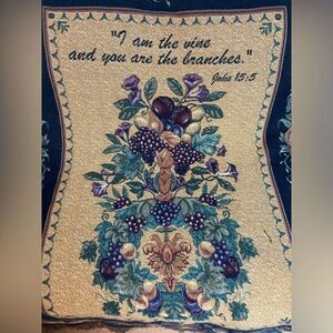 Tapestry Blanket 51” X 68” New Testament Scripture John 15:5 I Am The Vine Throw